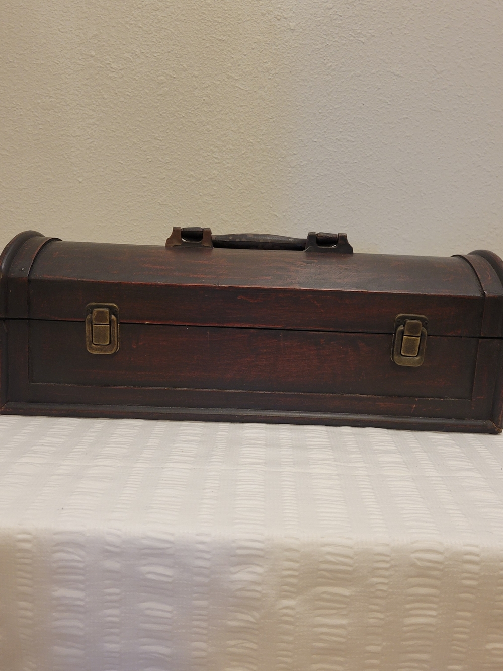Wooden Trunk Jewelry or Keepsake Box - Dark Brown
